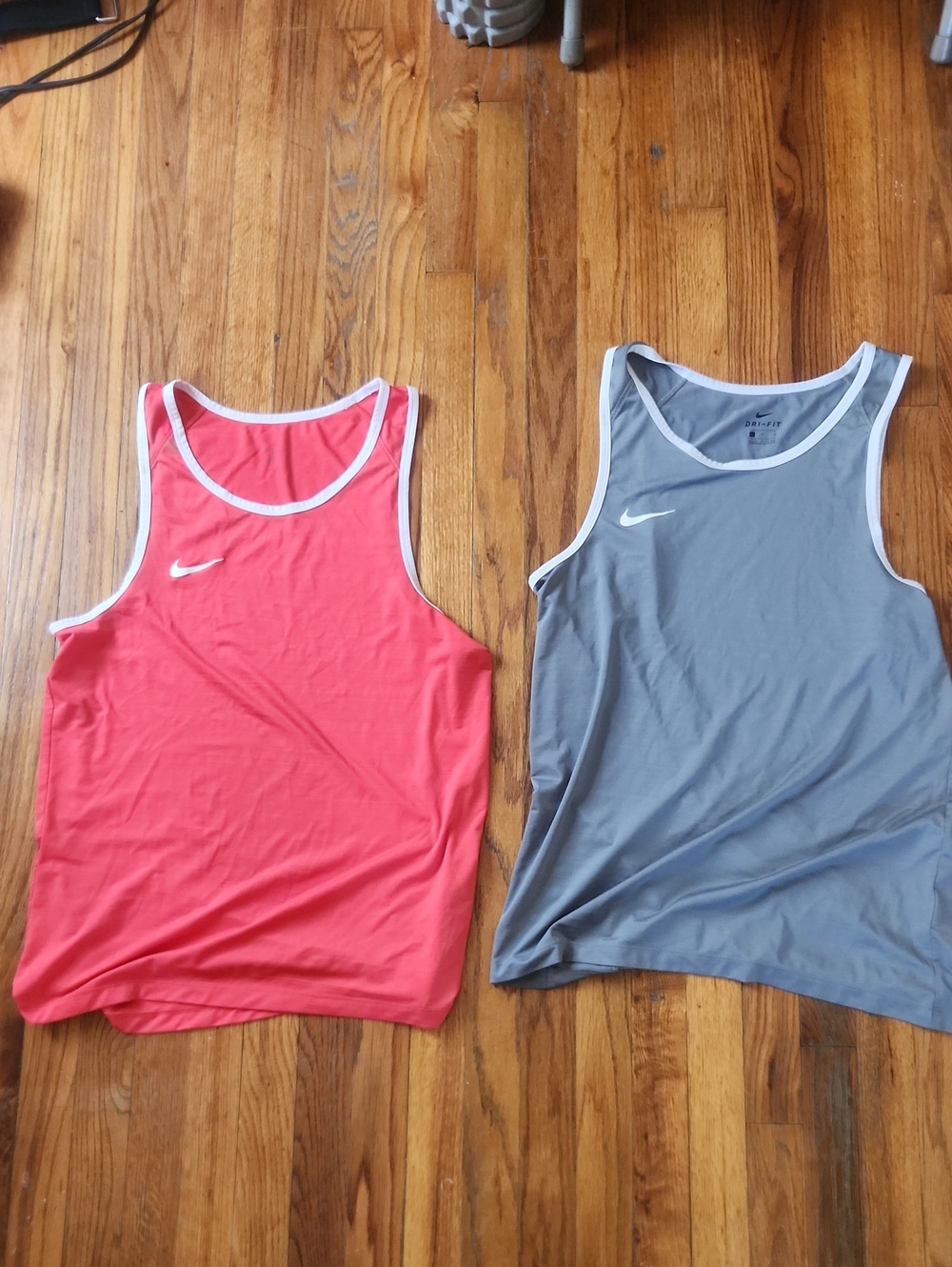Nike Tank Tops - Coral Pink & Gray with White Trim